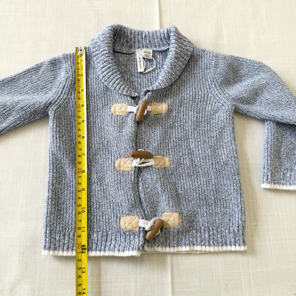 Janie + Jack Blue Toggle Cardigan Sweater 18-24 Months - Picture 3 of 6
